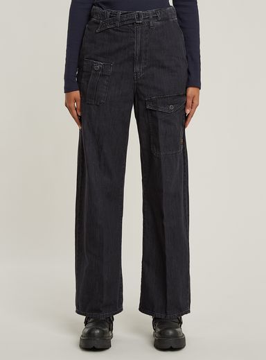 Belted Cargo Loose Jeans